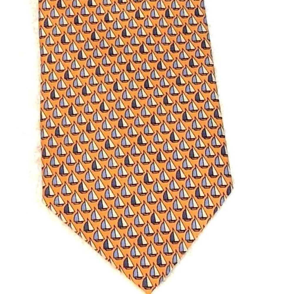 Tommy Hilfiger Neck Tie Orange w/tiny sail boats